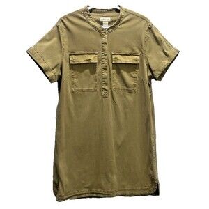 Orvis Classic Short-Sleeve Camp Shirt Dress Khaki Cotton 18